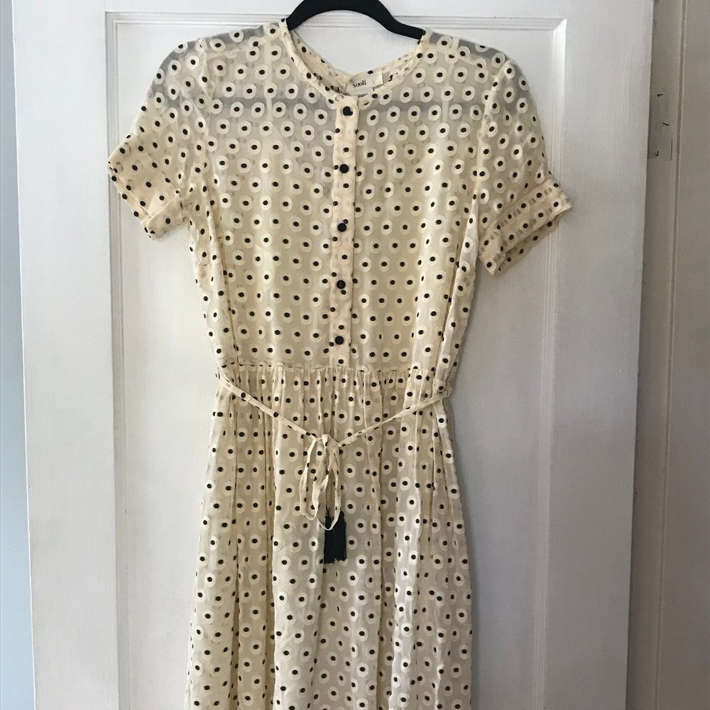 Suoli Dress, NWT, Ivory/black polka dot